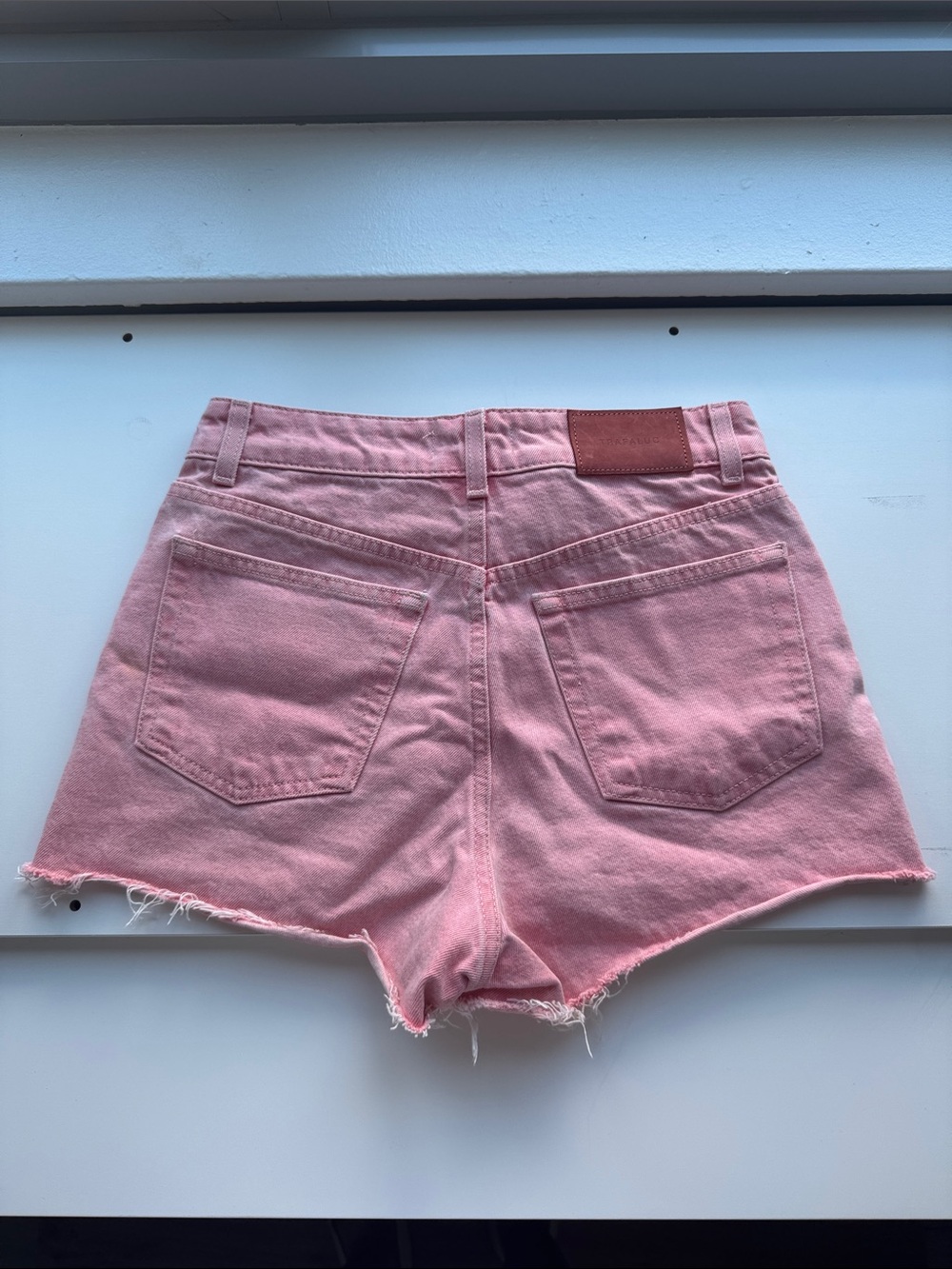 Zara Women's Pink High-Waist Denim Shorts